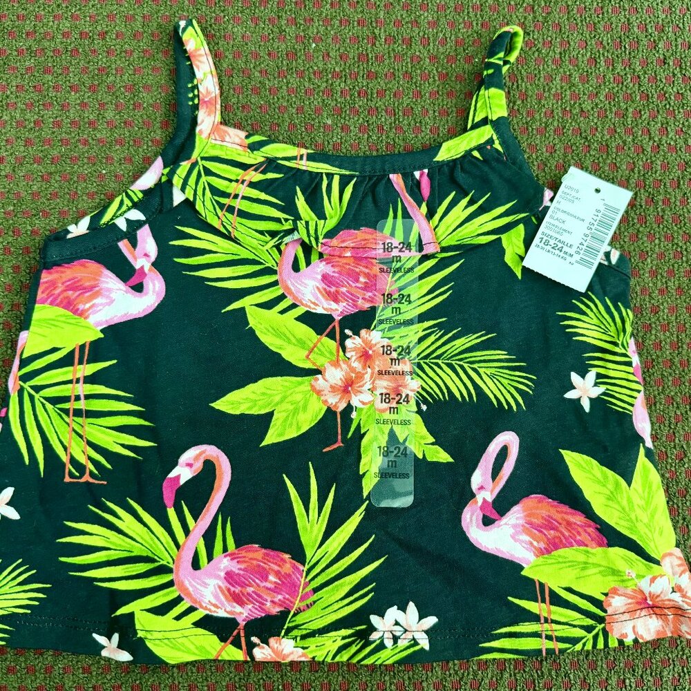 NWT Children's Place Girls 18-24M Flamingo Tropical Tank Top Summer NWT